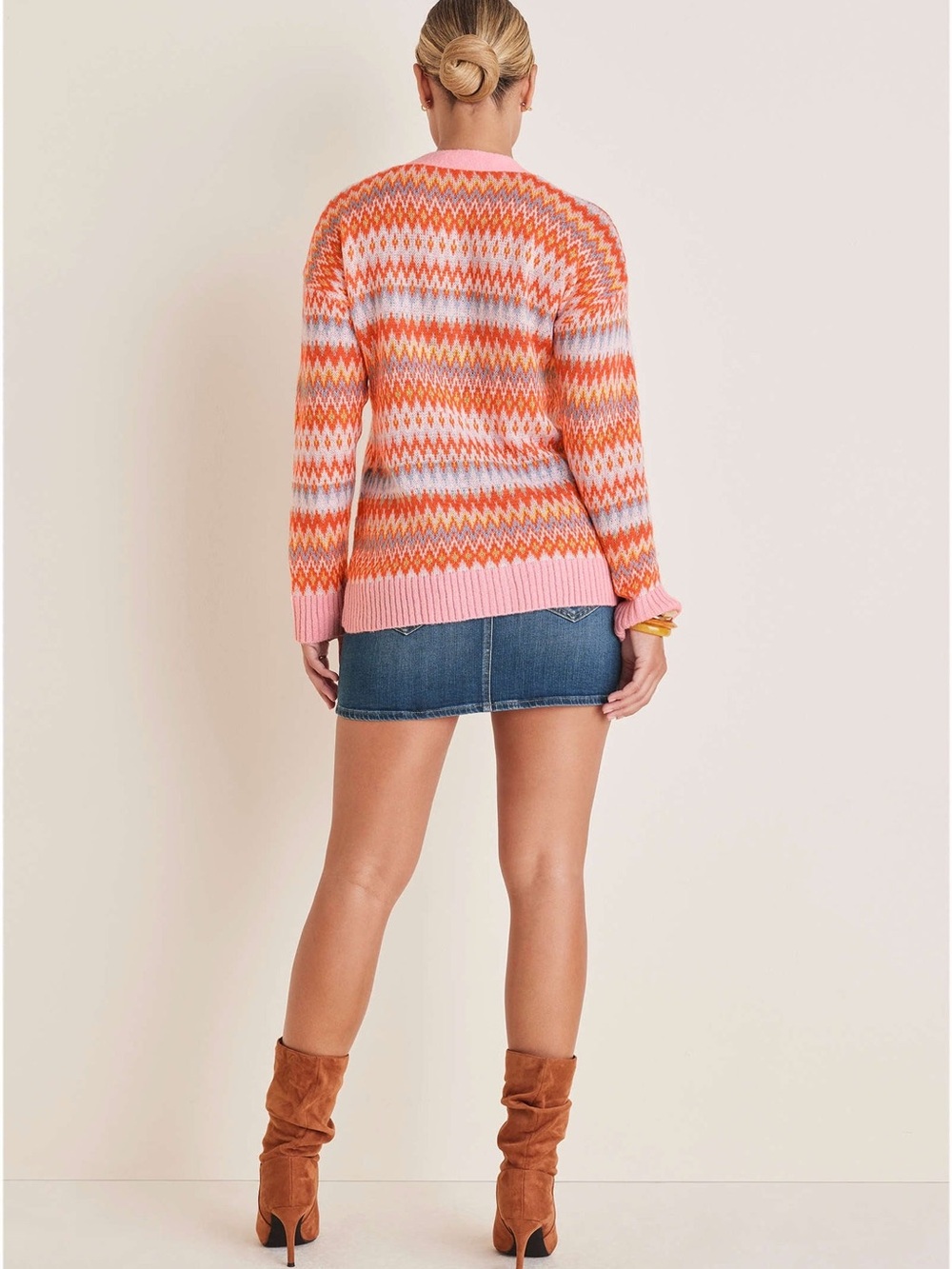 Venus Fair Isle Cardigan - Peach Dust size Large - Picture 6 of 7